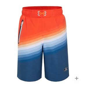 NWT Rokka and Rolla boys stretch mesh lined swim trunks, small, blue/orange (M)